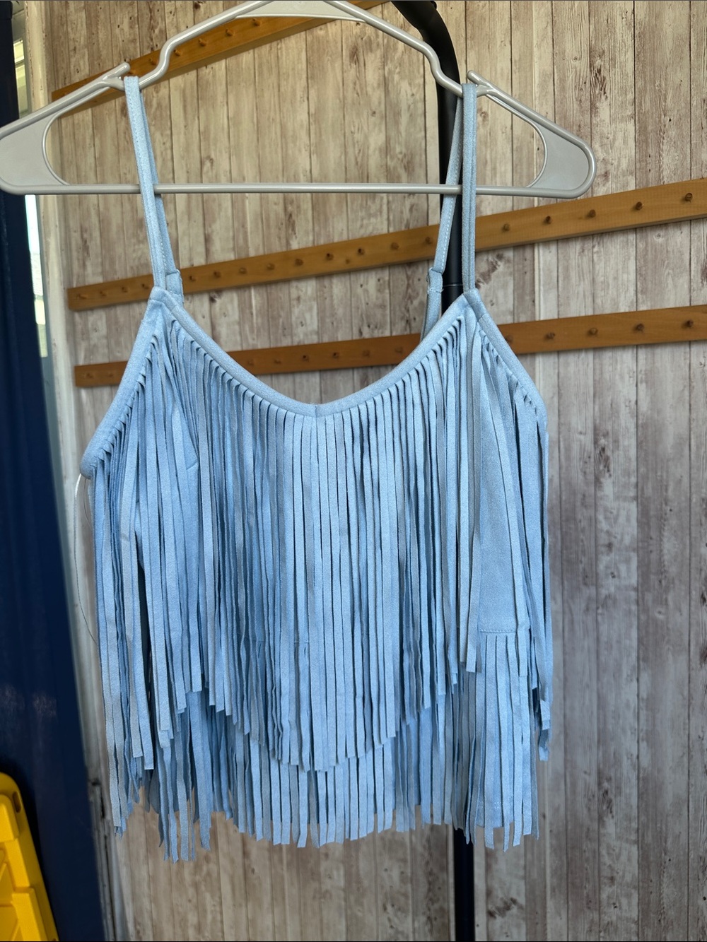 Blue Rain Light Blue Fringe Tank Top